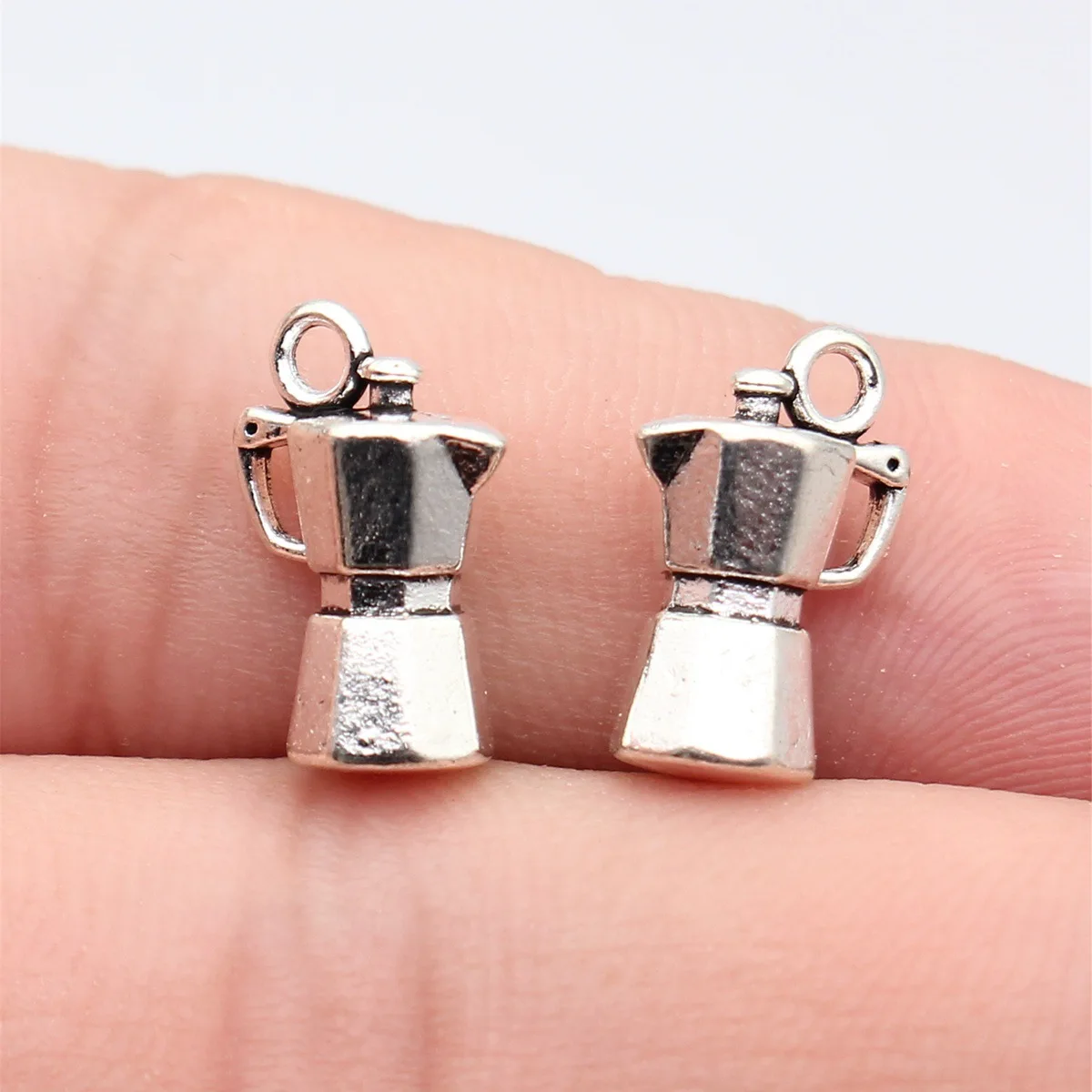20pcs 15x10x6.9mm(0.59x0.39x0.27inch) Antique Silver Color 3D Espresso Pot Charms Pendants DIY Jewelry Making Accessories