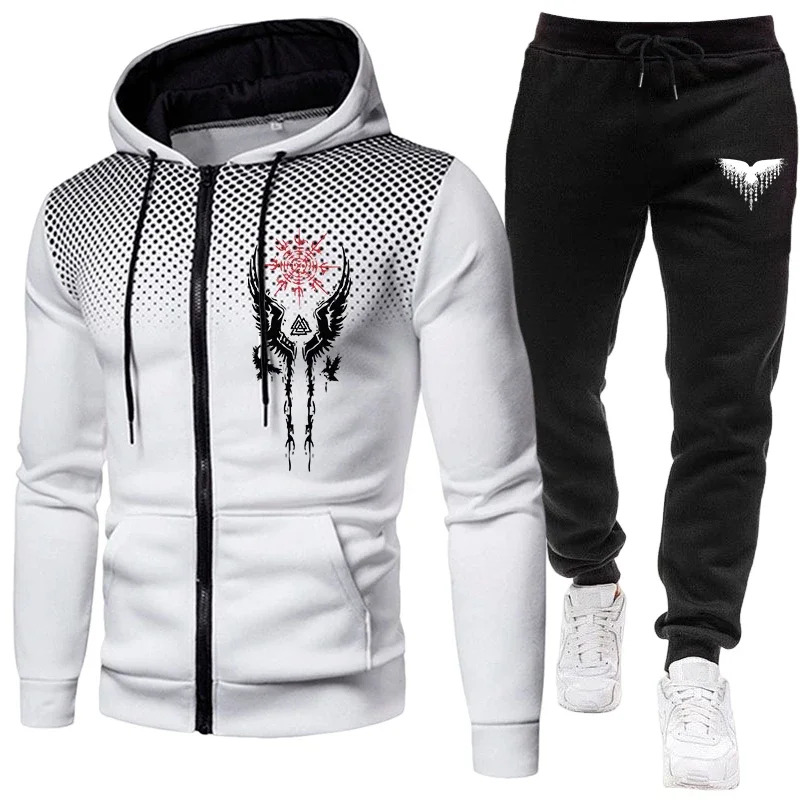 

Men's Set Autumn Winter Hot Sale Zipper Jacket and Sweatpants Male Outdoor Casual Fashion Sportswear Hooded Sweatshirt Outfits