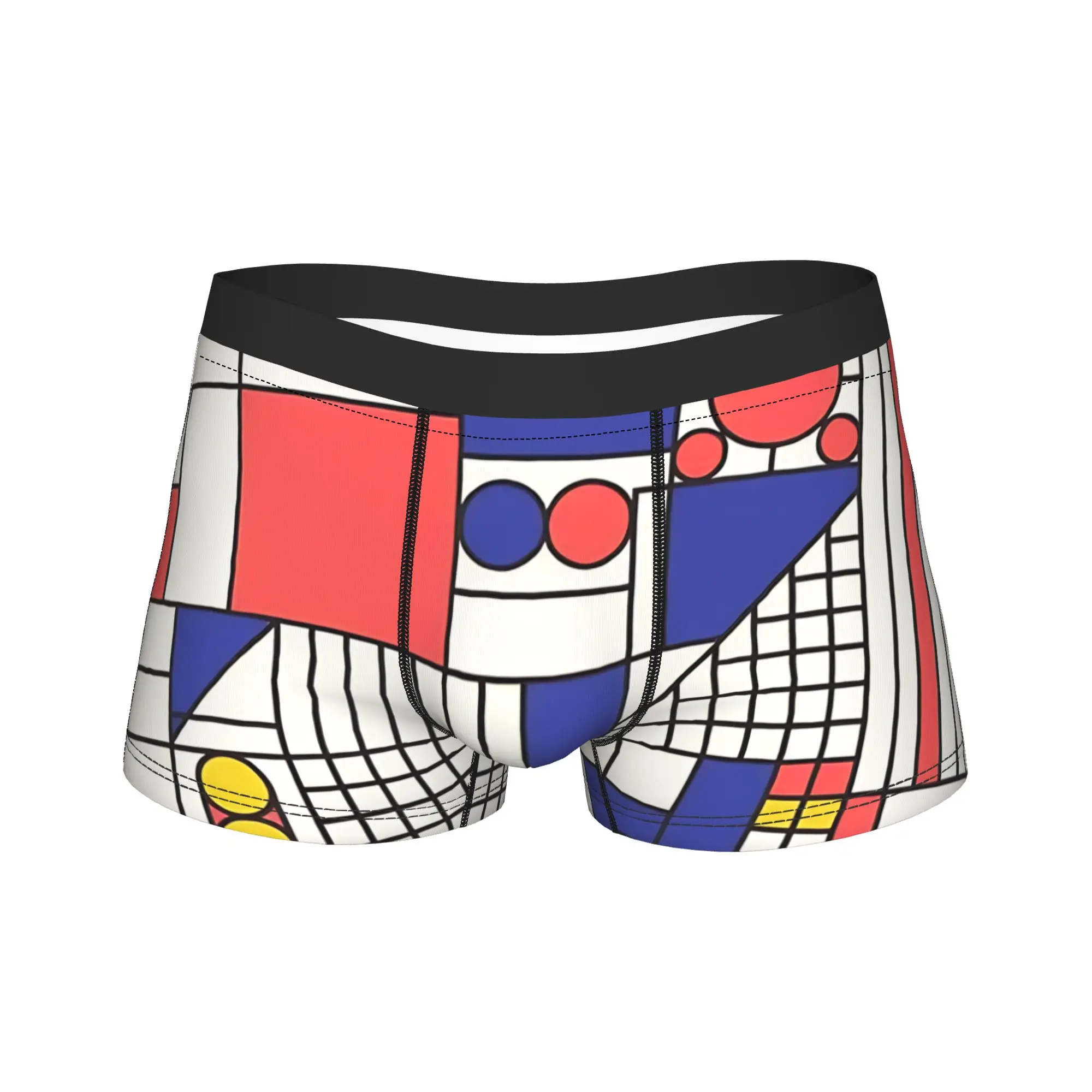 

The Style of Piet Mondrian Boxer Brief Underwear Quality Men's Novelty Boxershorts Print Plus Size Underpants