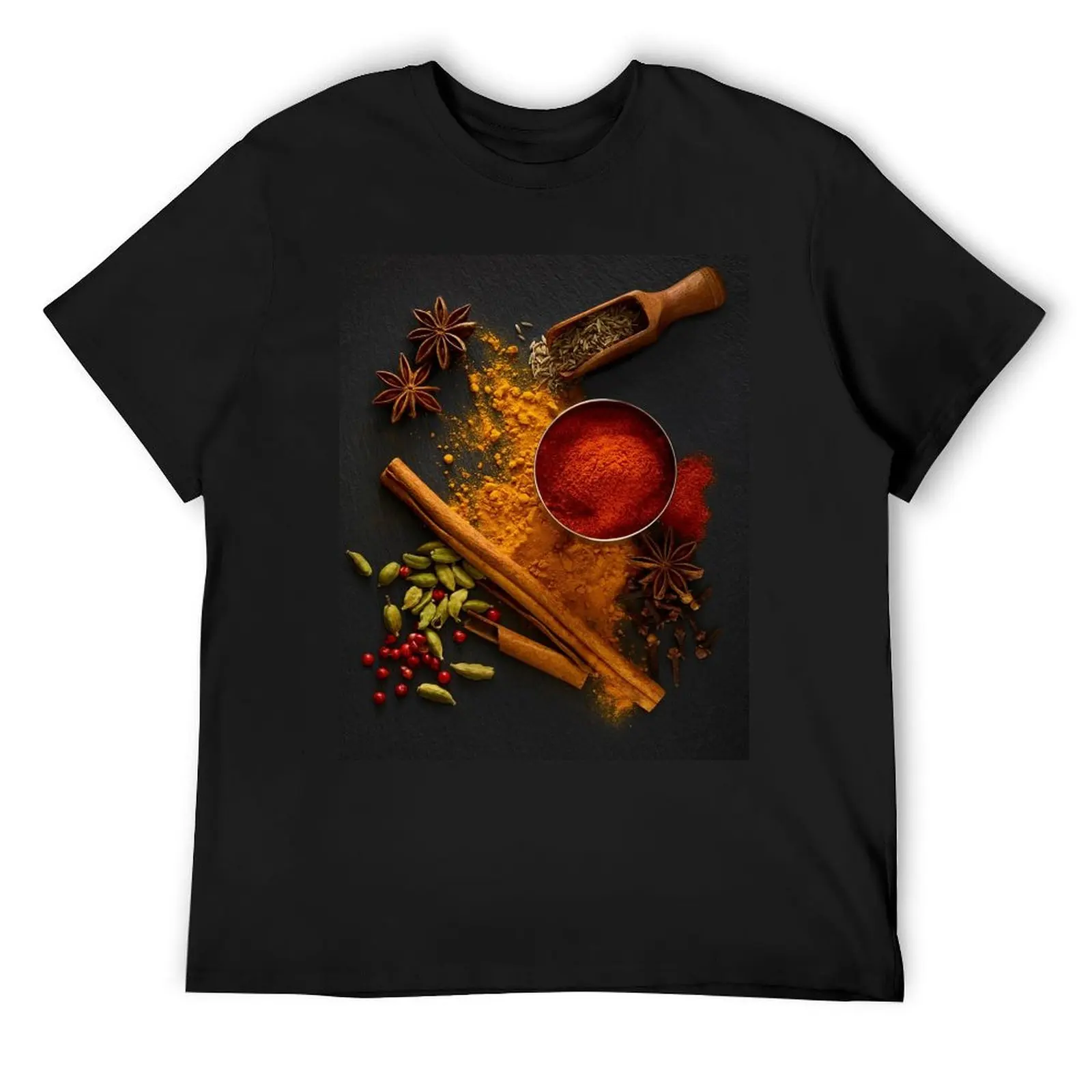 Dried spices on black slate (F020/5548) T-Shirt designer shirts boys whites anime shirts men