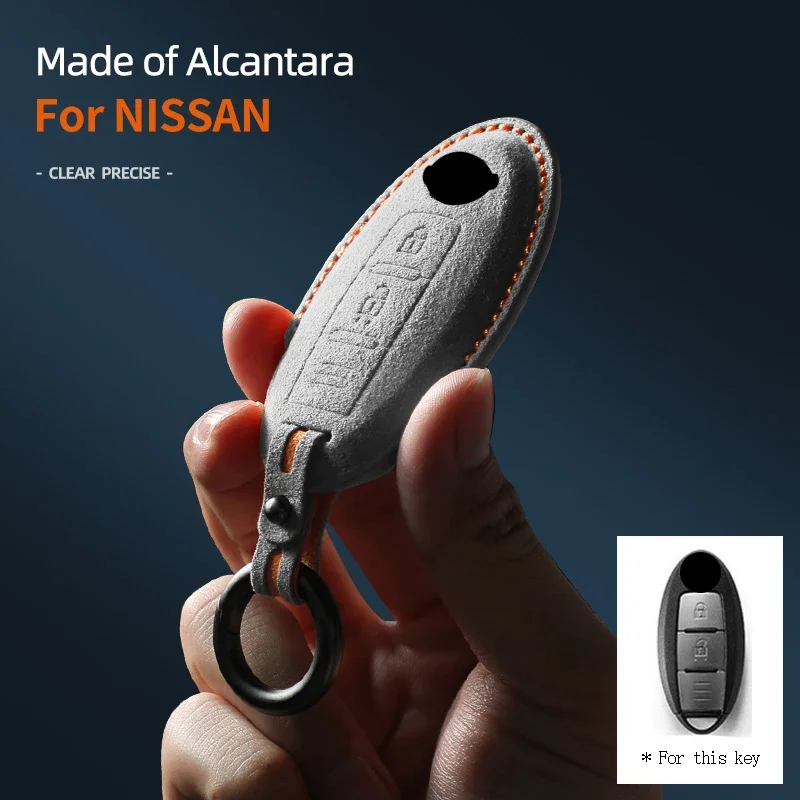 For Nissan Qashqai J10 J11 March Tiida NV200 Leaf Kicks Cube X-Trail T32 T31  Alcantara Car Key Case Shell  Keychain