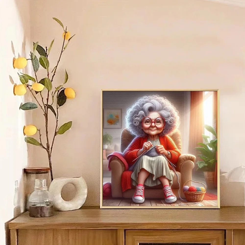 Huacan Diamond Painting Grandma Picture Of Rhinestones 5D DIY Mosaic Old Lady New Collection Home Decoration Craft Kit