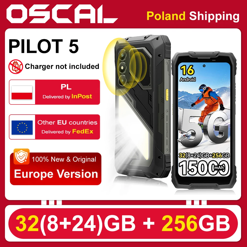 Smartphone robuste 5G AI Blackview OSCAL PILOT 5, 32 Go (8+24) + 256 Go, UNISOC T8100, écran 2.4K 6,67 Smartphone robuste 5G AI Blackview OSCAL PILOT 5, 32 Go (8+24) + 256 Go, UNISOC T8100, écran 2.4K 6,67