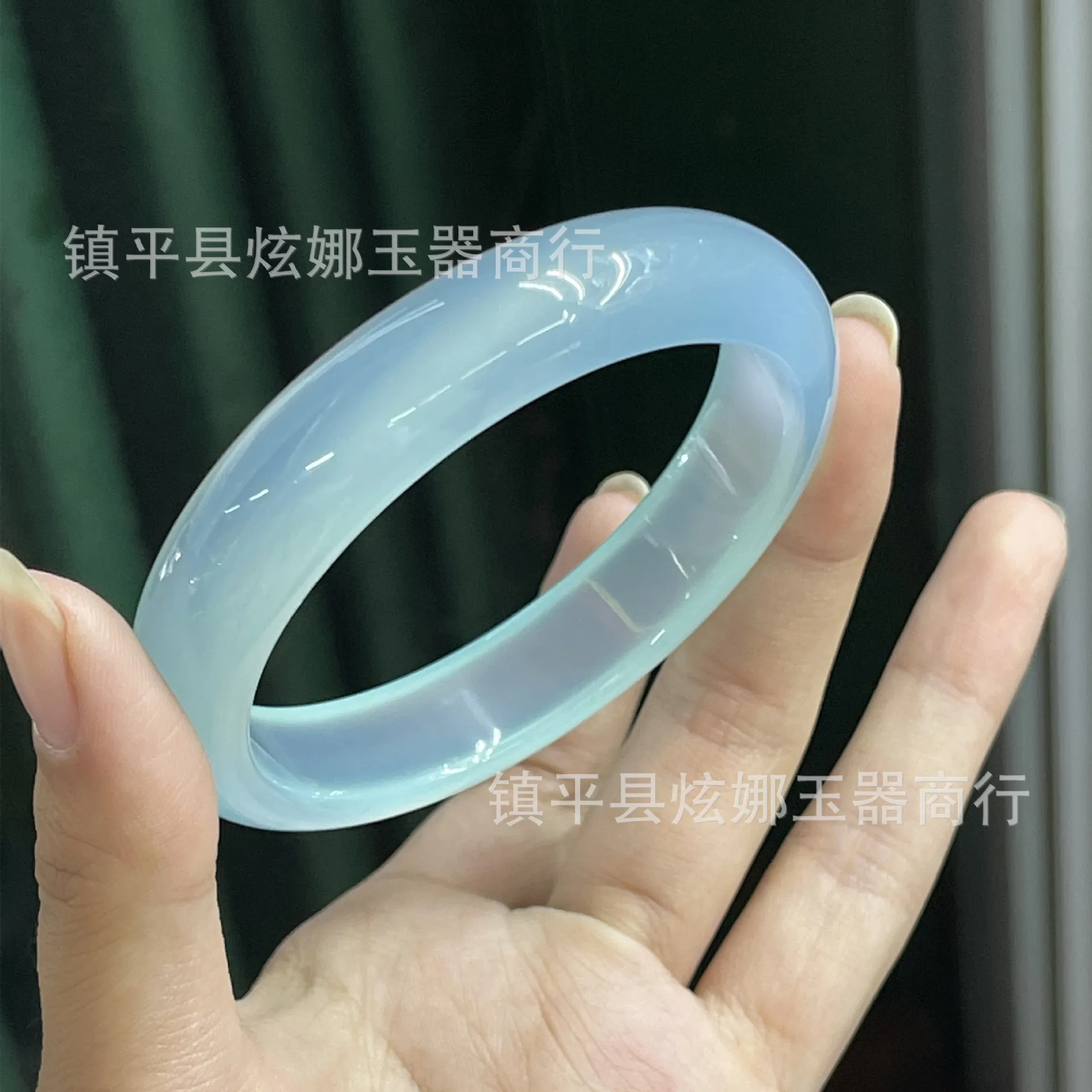 

Blue Water Ice-like Aquamarine Jade Bracelet Sunny Water Bottom Azure Bracelet Blue Chalcedony Bracelet