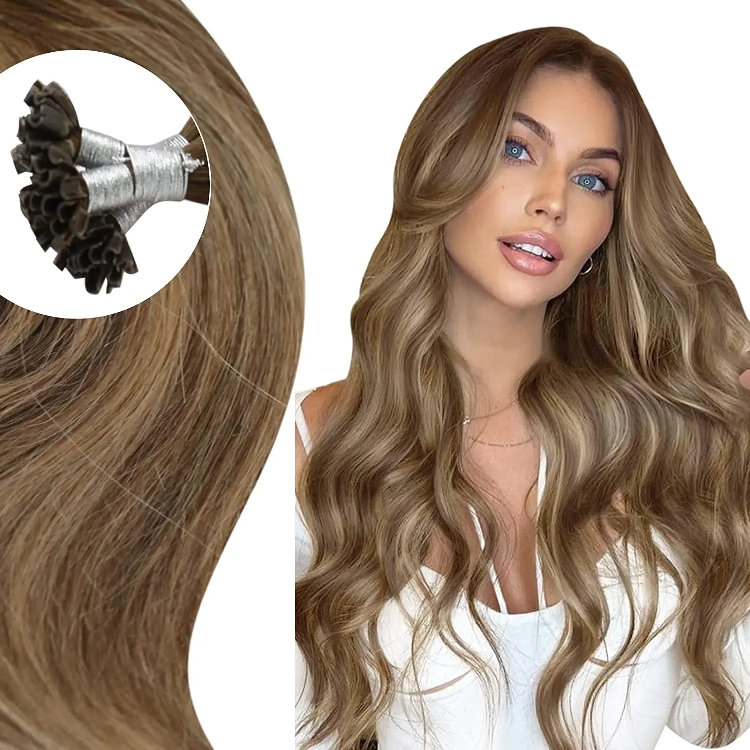 Volledige Glans U Tip Hair Extensions Fusion Haar Balayage Kleur 40-50g Keratine Lijm Kralen Prebonded Human hair Extensiones