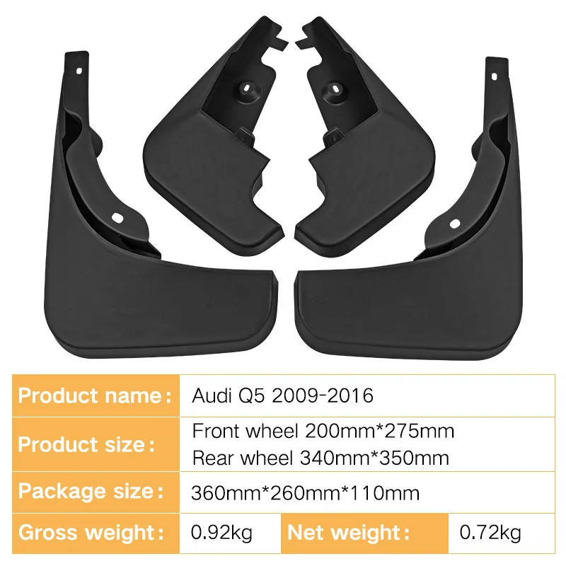 Upgraded Car Mud Flap Accessories Firm Suitable for Audi Q5 2009-2016 Without Wheel Arches Auto Mudguards