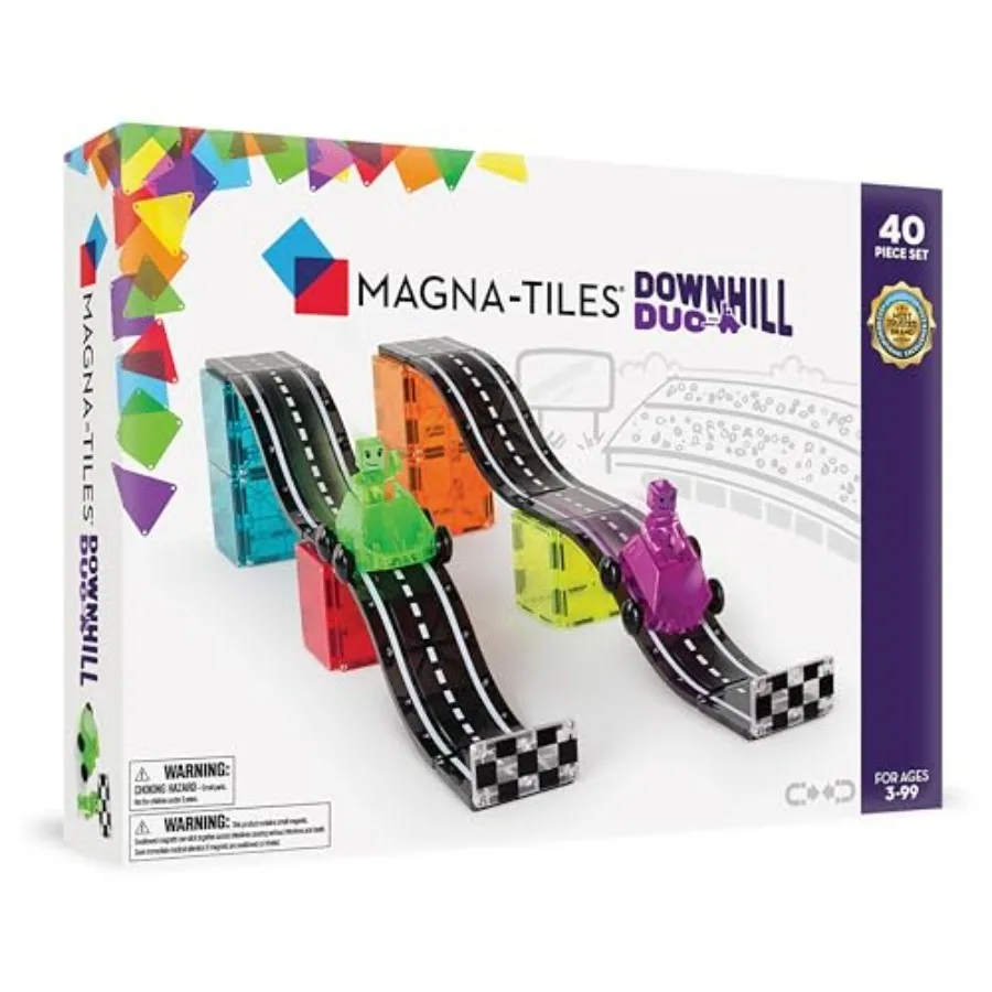 

Magna-Tiles Downhill Duo 40-Piece Magnetic Construction Set in Blue and Red with Smooth Building Experience for Creative Play