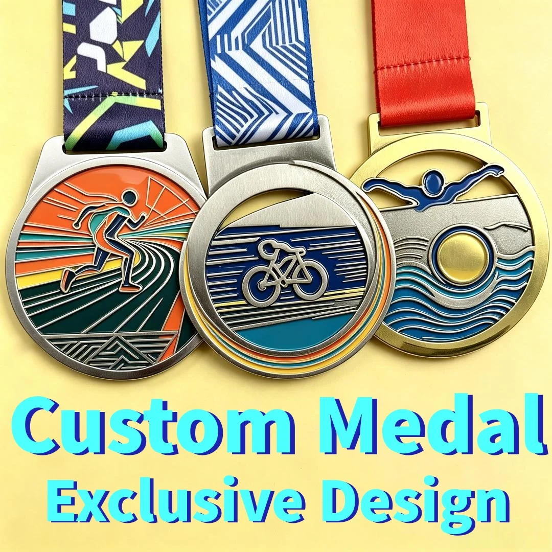 Custom Hollow Sports Medal Zinc Alloy 3D Enamel Running Cycling Swimming Award Personalized Race Souvenir Custom Design No MOQ
