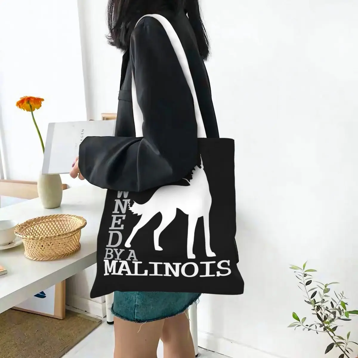 Belgian Shepherd Dog Malinois Mechelaar Shopping Bags Canvas The Tote Bag Reusable for Women Shoulder Tote Travel Handbag