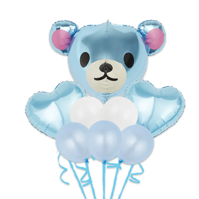 4D trasparente Baby Shower Boy Girl Bear Bubble Ball Kids 1st Birthday Party Blue Pink Helium Balloon Gender Reveal Decoration