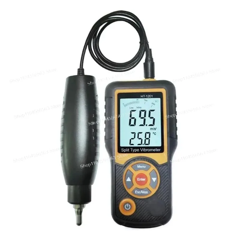 HT-1201 Portable Vibration Analyzer: LCD Digital Vibrometer, 0.1-199.9m/s², Acceleration/Speed/Displacement