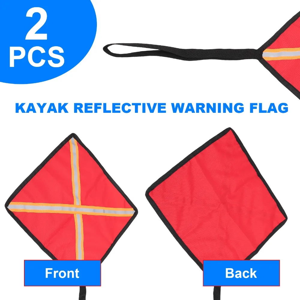 2PCS Portable 12.6*12.6in Safety Warning Flags Red Reflective Safety Flags Kayak Safety Flags for Trucks Boats Canoes