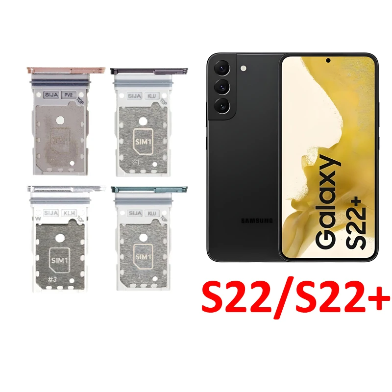 Bandeja para tarjeta SIM nueva para Samsung Galaxy S22 S22+ S901 S906, ranura para chip, soporte, piezas, SIM simple o doble, negro 3