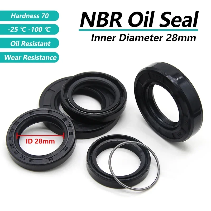 2/5pcs ID28mm NBR Framework Oil Seal TC-28*37/38/40/42/45/47/48/50/52/55/56*4/7/8/10/12mm Nitrile Rubber Shaft Double Lip Gasket