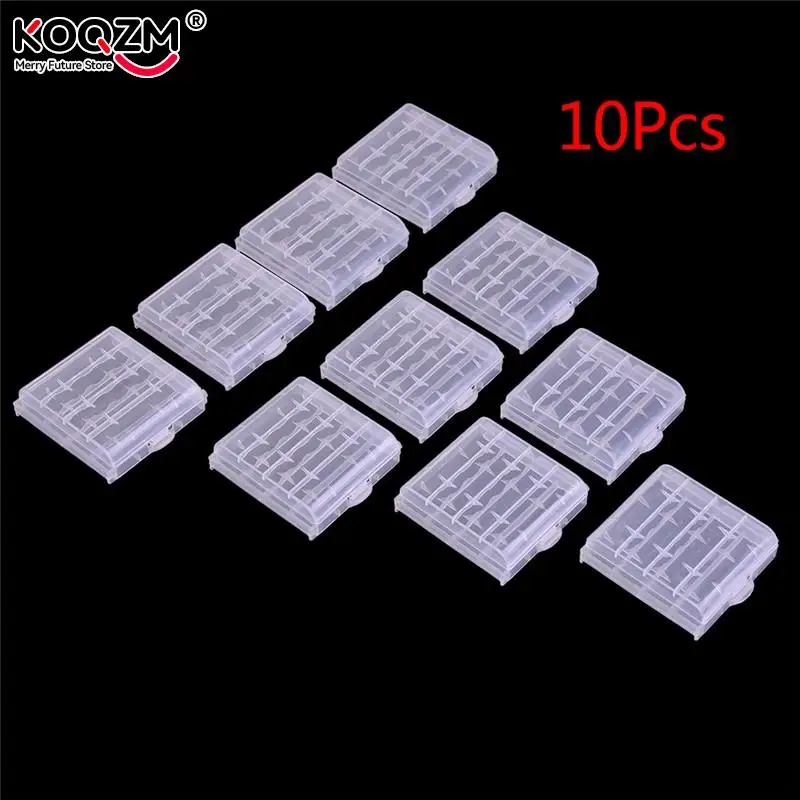 10pcs/pack White Plastic Battery Storage Box Hard Plastic Case Cover Holder For 4pcs AA AAA Batteries Transparent