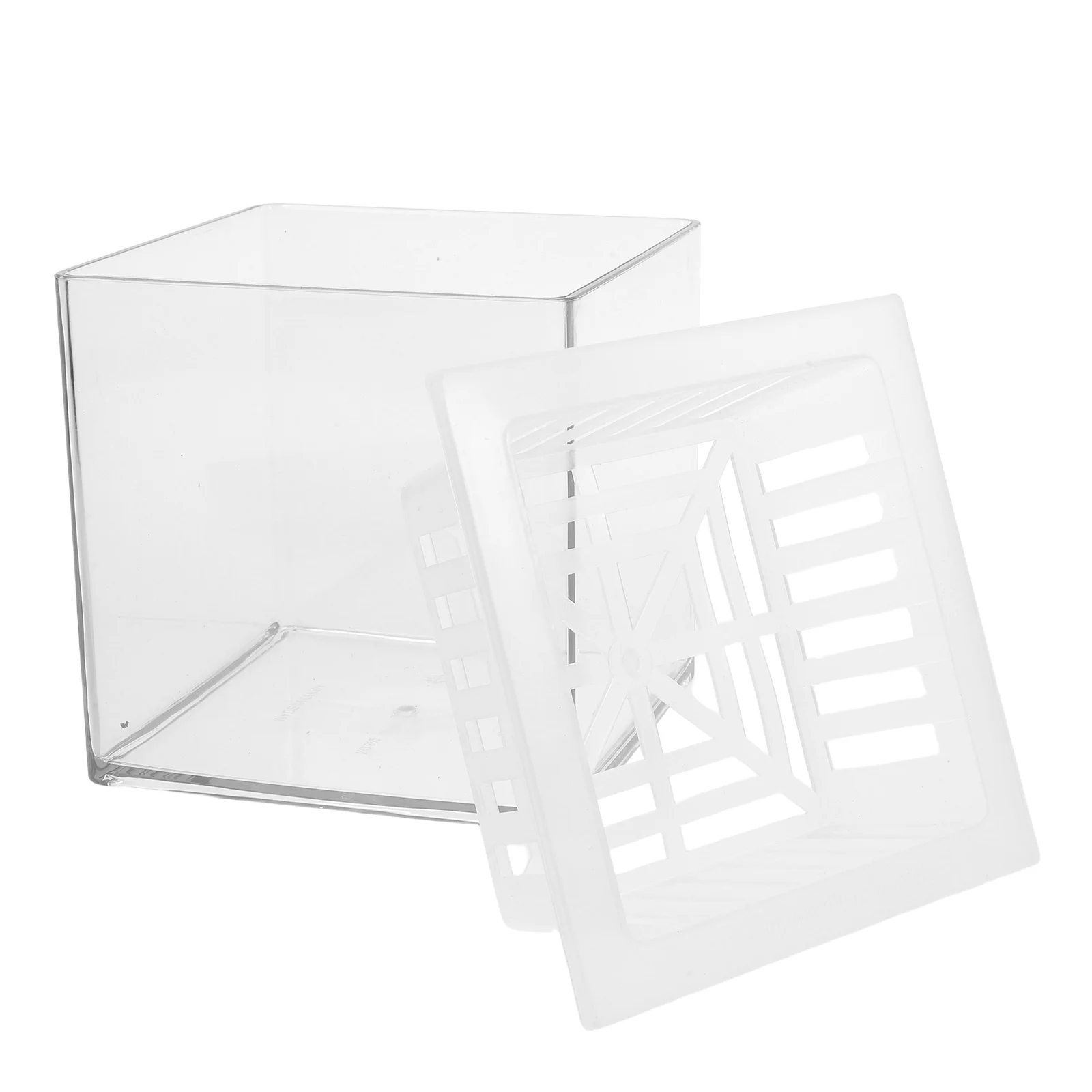 

Ornamental Fish Tank Betta Plant Basket Square Aquarium Pots Landscaping Desktop Transparent Office
