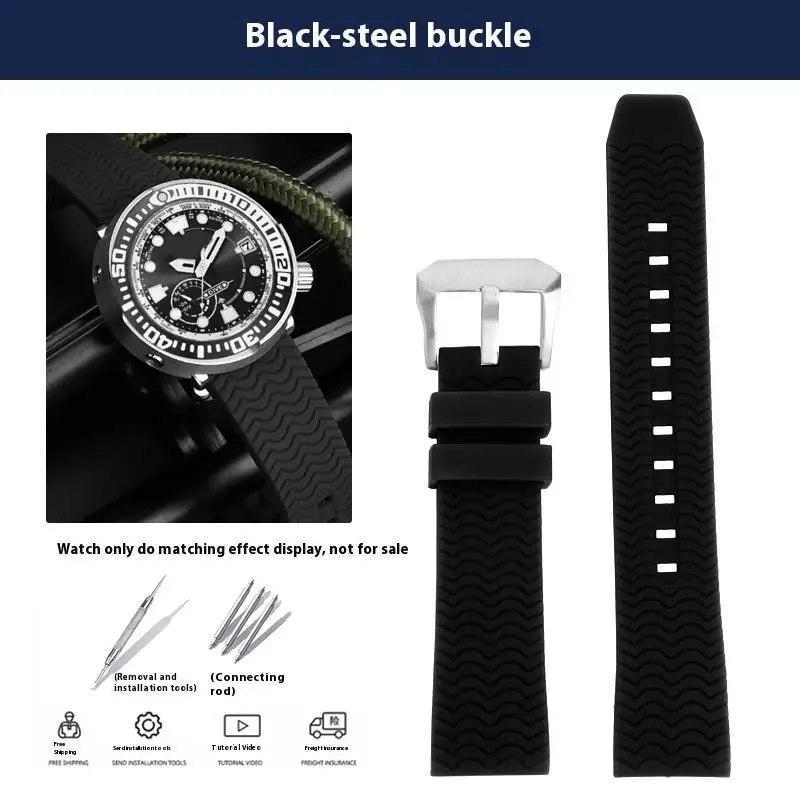 22mm Universal Sports Silicone Watch Strap For Citizen Eco-Drive CC5006-06L CC5001-00W Rubber Watchband Black Blue Bracelet