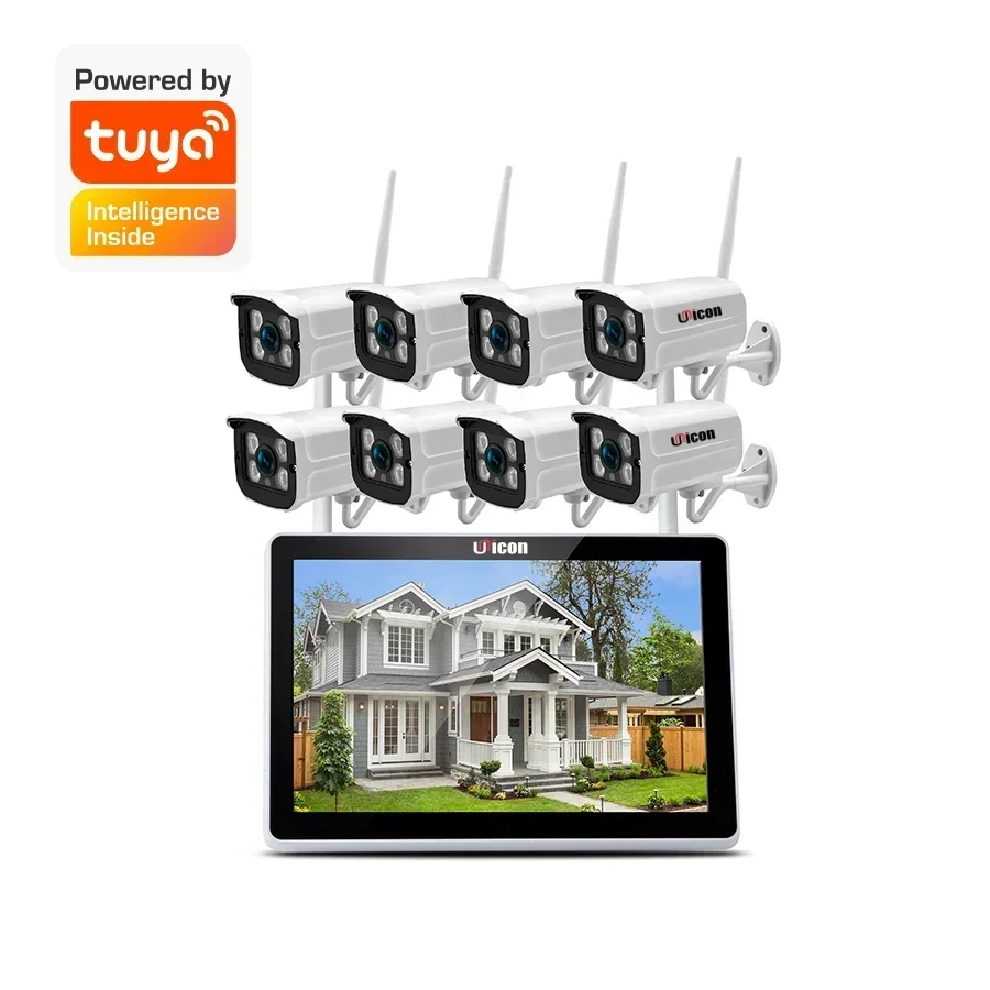 4CH H.265 Tuya App 2MP Audio Video Vigilancia Kit NVR inalámbrico con sistema de cámaras de seguridad