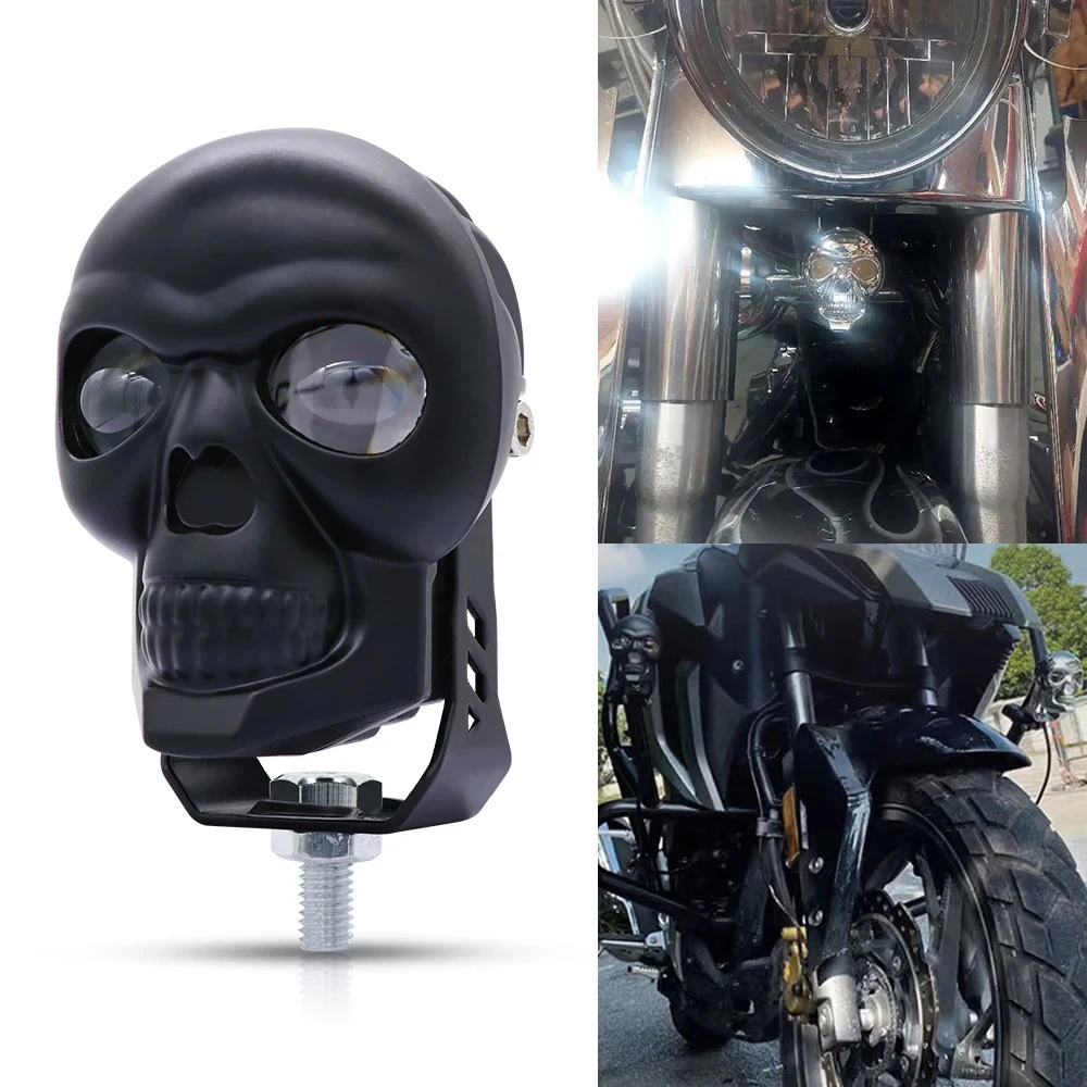 Motorcycle LED Skull Shape Waterproof Headlight Lamp Fog Light Electric Vehicle Projector Lens Spotlight For Moto High Quality