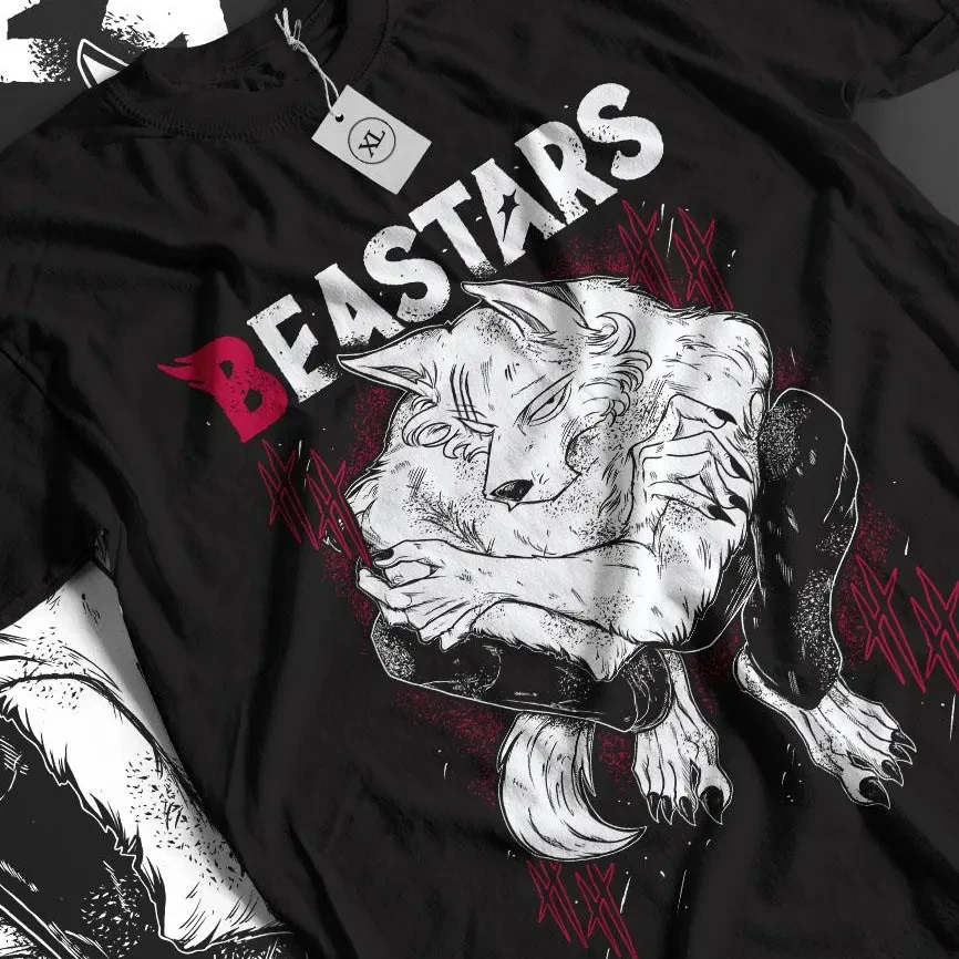 Camiseta de anime Legoshi Beastars, camisa de Manga de anime, Top de manga corta holgado y de moda de algodón de verano para hombres y mujeres