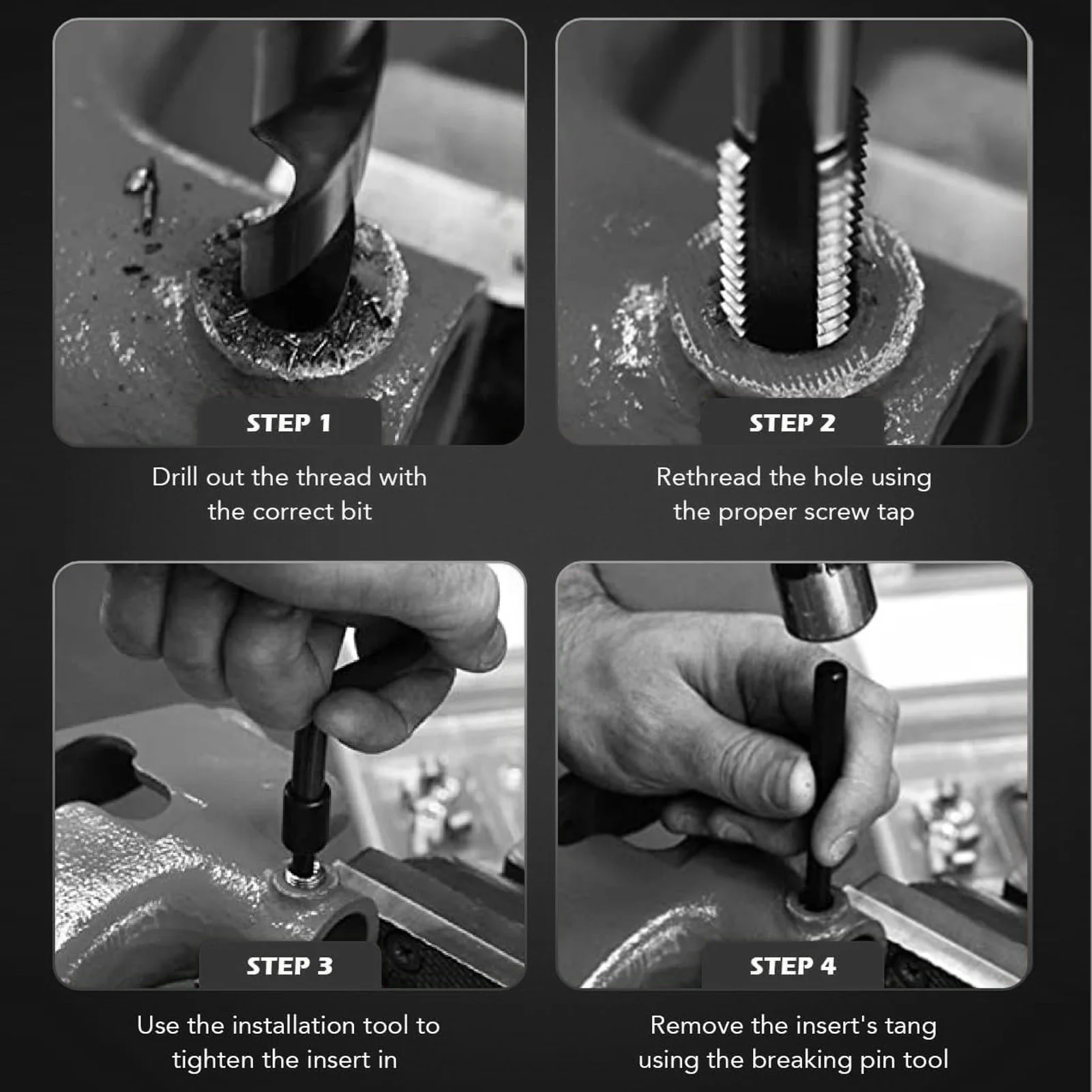 미터법 나사 수리 키트 HSS 드릴 비트 나사 인서트 탭 M5 M6 M8 M10 나사 수리 액세서리 나사 수리 키트