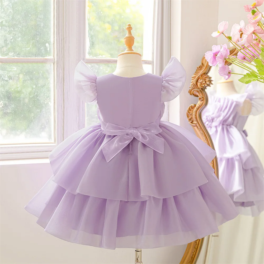 New Flower Girls' Princess Dress Puffy Layered Kids Girl Birthday Dresses 4-8 Years