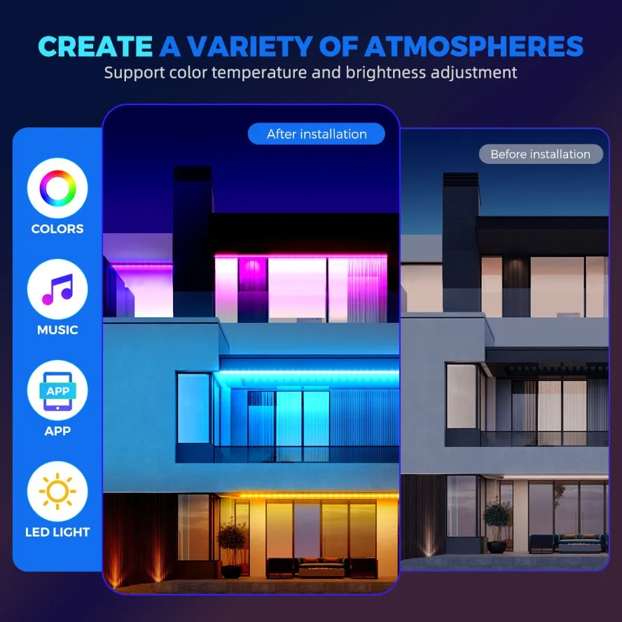 USB SMD3535 LED Strip Lights Bluetooth APP Control 5V 30m 20m with Adhesive Backing Home Decor Colorful Lamp Bar TV Background