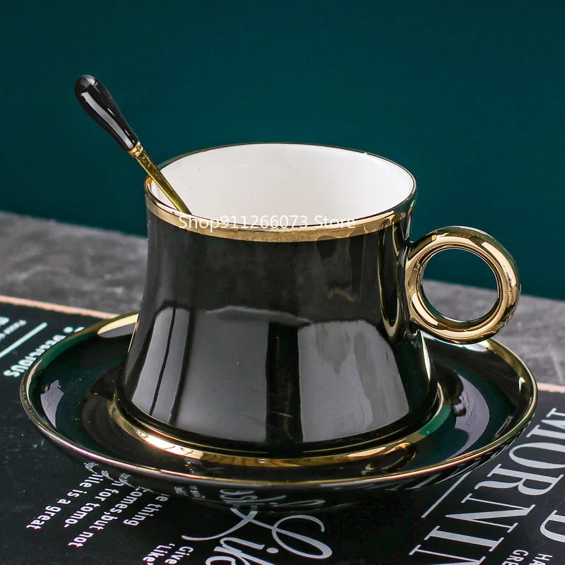 Ensemble de petites tasses à café en céramique feuille d'or, thé noir, tasse de l'après-midi, fleur de style méditerranéen, luxe simple, style européen