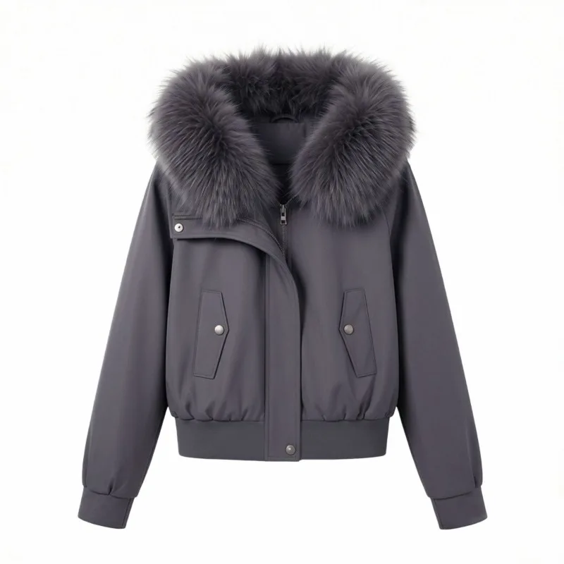 Fashion Retro Casual Fur-collared Cotton-padded Jacket for Women's Winter New Foreign-style Age-reducing Thickened Warm Trend