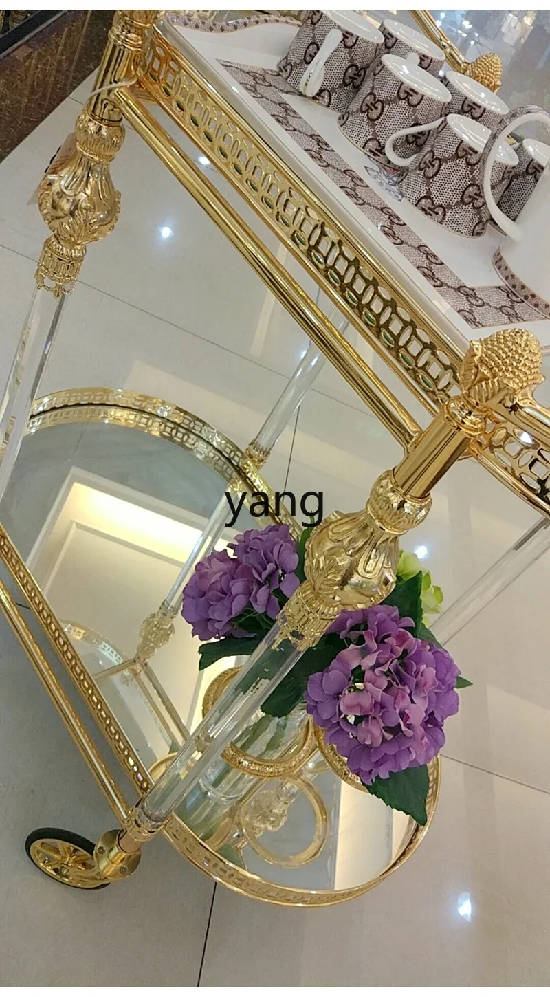 عربة طعام نحاسية مصنوعة من سبائك الفنادق البيضاوية المطلية بالذهب من Lhh وعربة طعام ذات وعاء ساخن #4