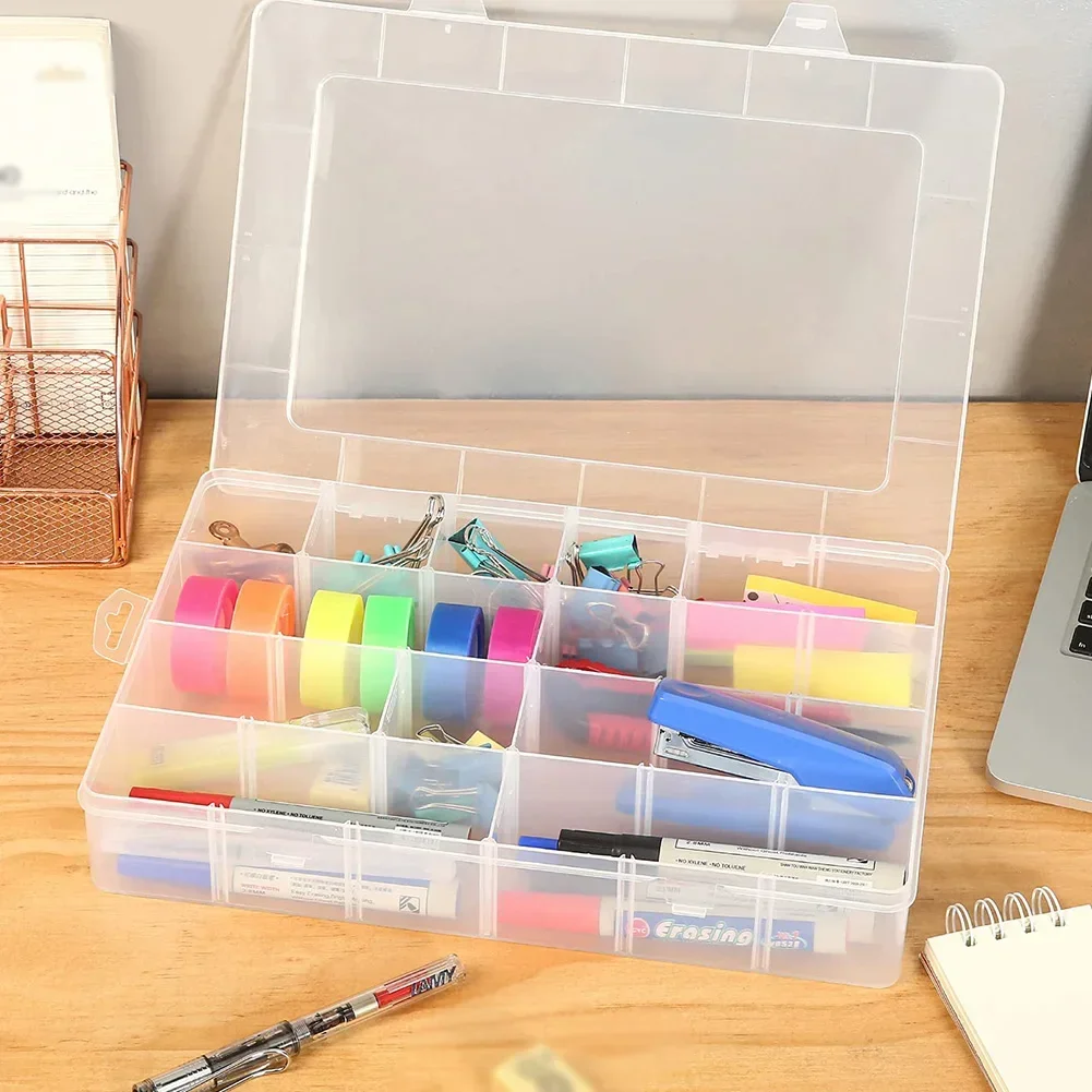 

Brand New Plastic Storage Box 24 Grids Case Compartment Adjustable For Beads Earring Box For Jewelry Organizer