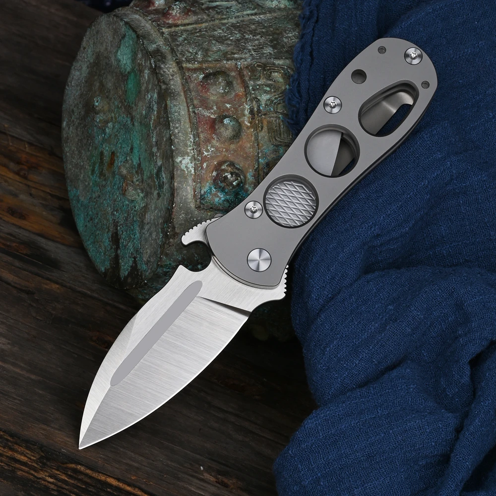 

Kanedeiia Mongoose Folding Knife Pocket EDC for Men VG10 Blade Titanium Alloy with Handle Outdoor Camping Tactical Survival