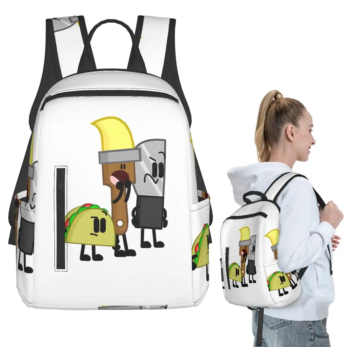 

BFDI Inanimate Insanity , All Characters Backpack Student BookBag Children School Bag Laptop Shoulder Bags Men Women