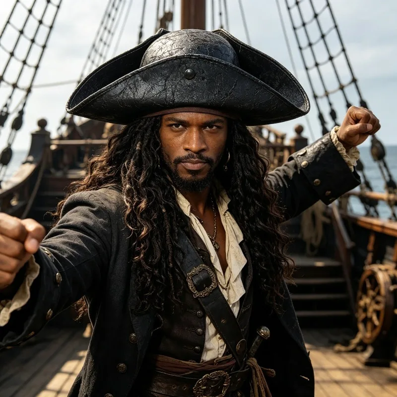 Halloween Stage Performance Adult Travel Pirate Triangle Hat Captain Costume Accessories Decorative Hat Stage Performance Hat