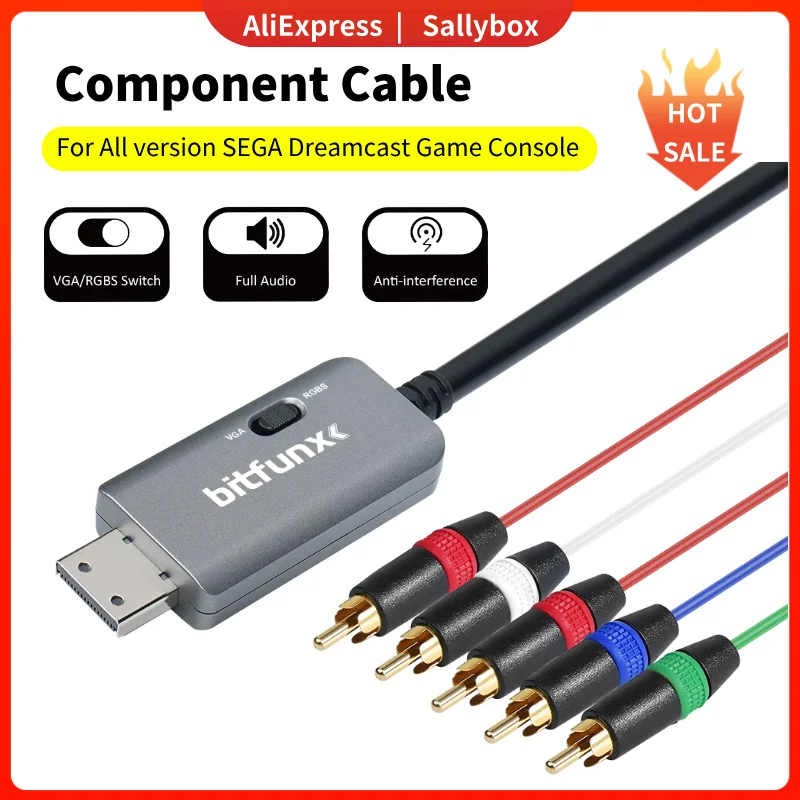 

Bitfunx RGBS VGA to Component Video 5RCA YPbPr Cable For Sega Dreamcast DC Video Signal Output High Quality Image