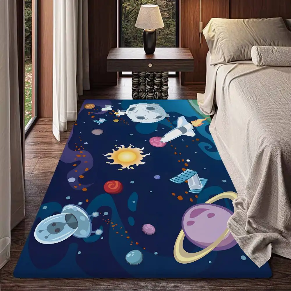 Solar System Planet Galaxy Design Bathroom Mat Anti-slip Absorb Water Long Strip Cushion Bedroon Mat Hotel Decor Mat
