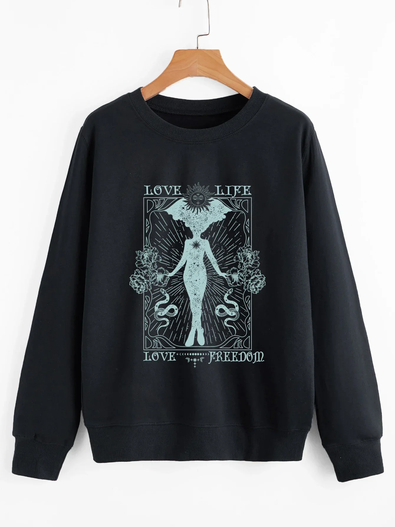 

Women Colorful Love Life Love Freedom Sweatshirt Inspirational Sayings Pullovers Hoodies Ladies Fashion Casual Vintage Tops