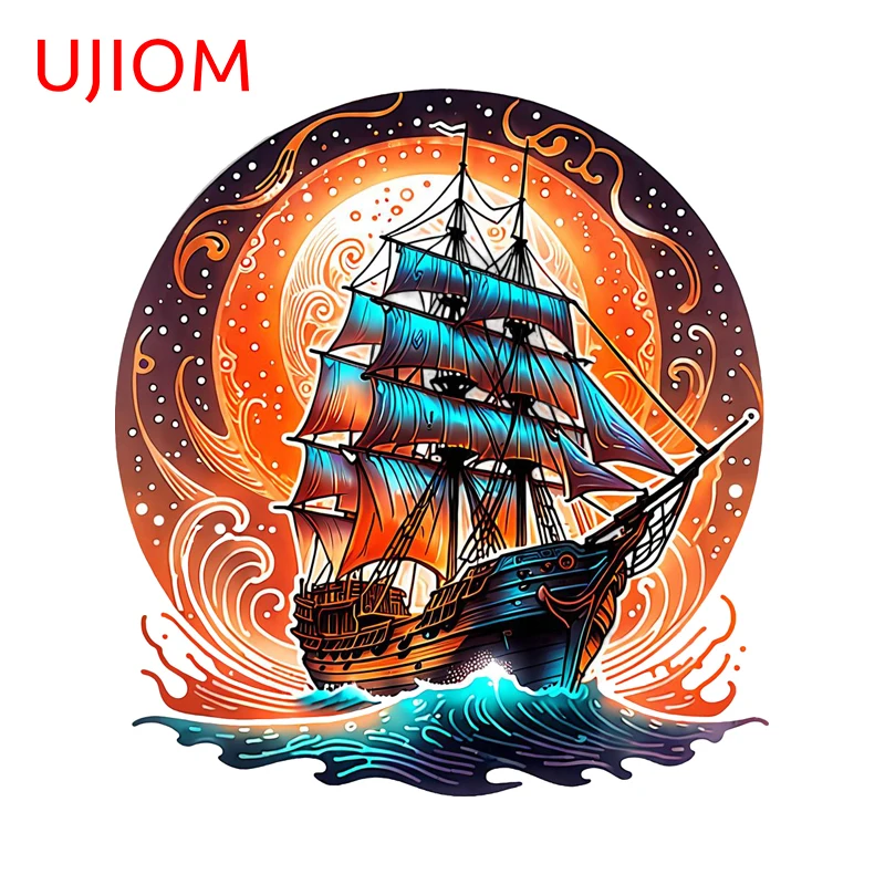 UJIOM Colorful Halloween Ghost Ship Wall Stickers Creative Suitcase Furniture Decal High Quality Waterproof Living Room Decor
