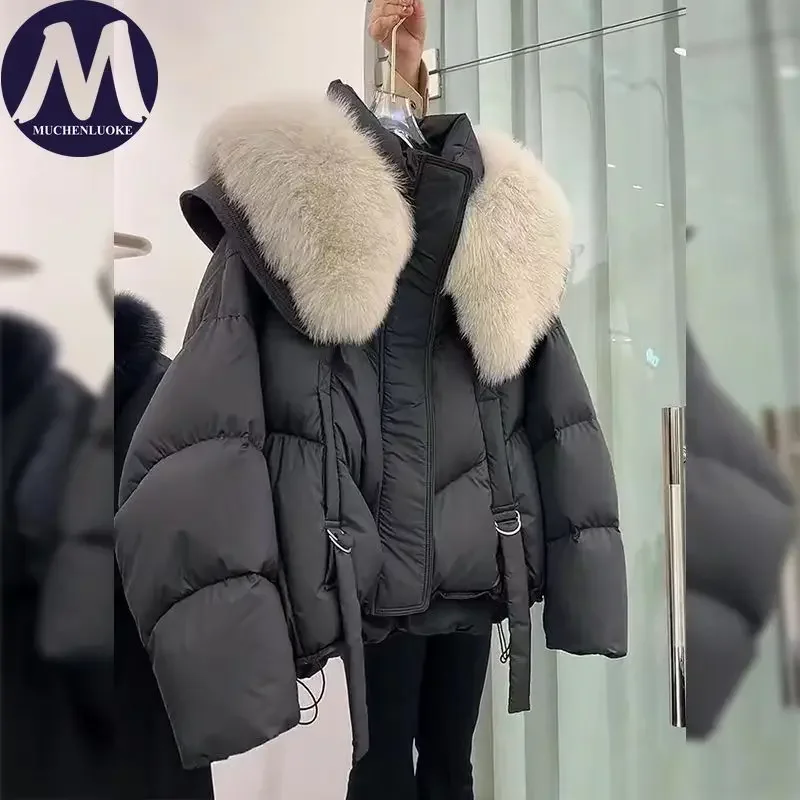 Women\'s Jacket Winter New Fur Collar Long Sleeves Thickening Keep Warm Parkas Korean Fashion Slim Fit Street Trends Parka Coats