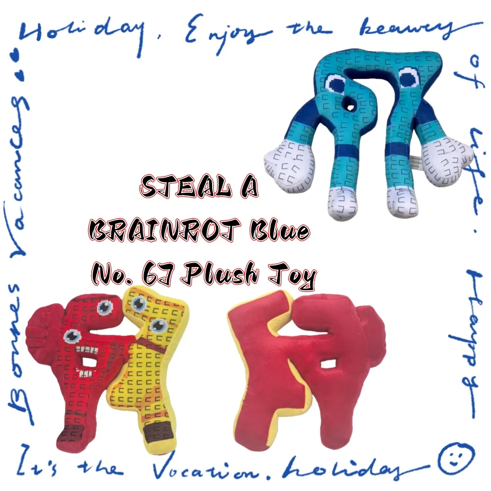 25cm STEAL A BRAINROT ブルー No. 67 ぬいぐるみ キュートハウスドールズ ゲーム周辺 ブルー No. 67個のおもちゃ ソフトトイ 子供用 誕生日プレゼント