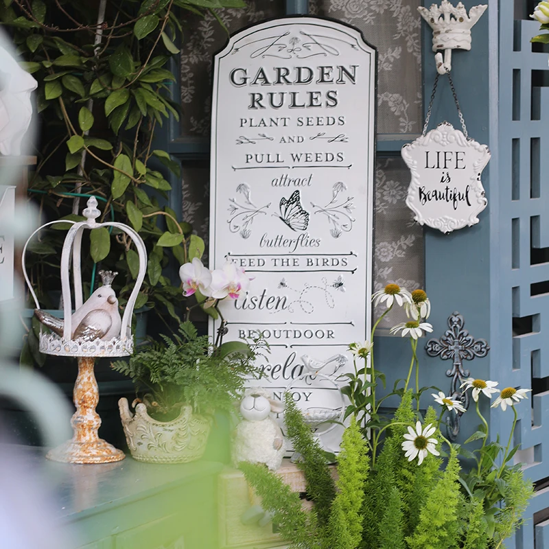 Home welcome sign Outdoor garden listing Decorative wall Wall hanging Wrought iron door sign