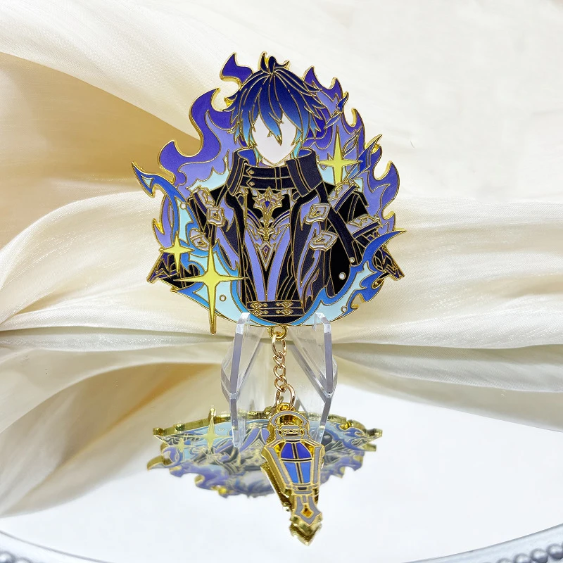 Genshin Impact Kyryll Chudomirovich Flins insignias de Cosplay Anime Lightkeepers Flins broches de Metal alfileres accesorios de fiesta de Halloween Fans