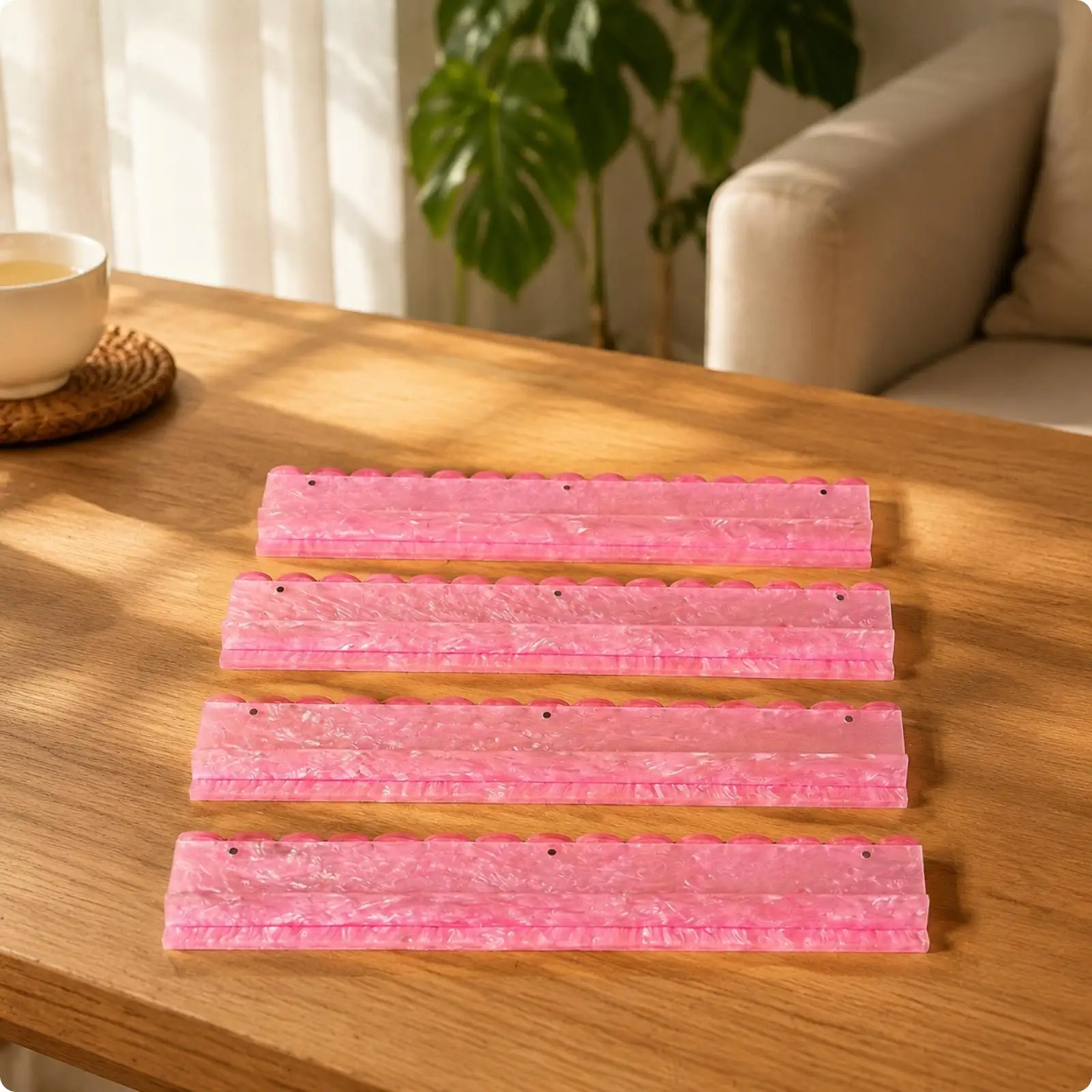 4 Pieces Acrylic Mahjong Push Rack Glossy Mahjong Push Rack with Wavy Top Edge Sturdy