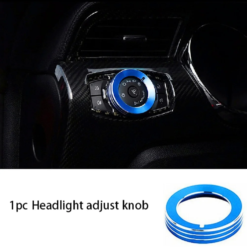 1Pc Aluminum Alloy Auto Center Console Headlight Adjust Decorative Konb Ring for Ford Mustang 2015 2016 2017 2018 2019 2020 2021