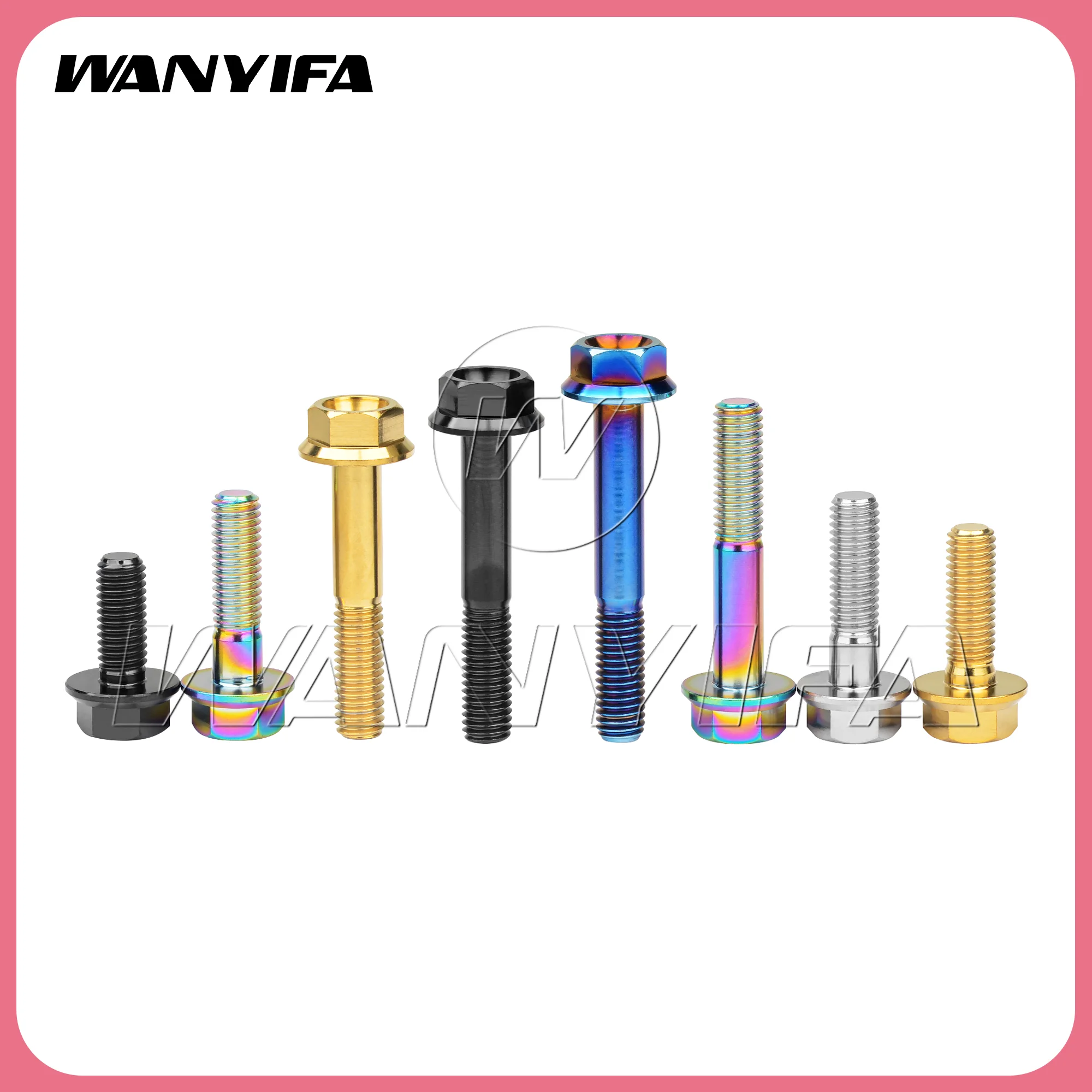 Wanyifa Titanium Bolt M6 M8x10/15/20/25/30/35/40/45/50/55mm DIN6921 Flange  Head Screw for Motorcycle Fastener