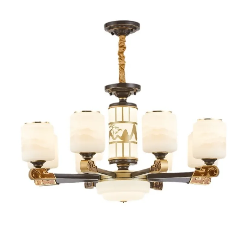 

New Chinese chandelier copper living room 2025 new modern jade restaurant