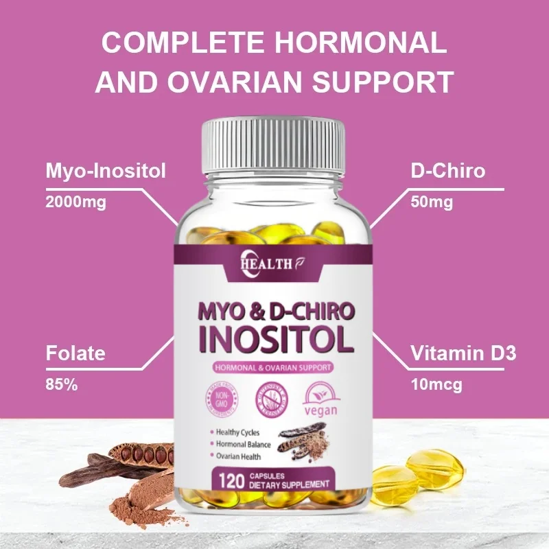 Myo-Inositol&D-Chiro Inositol Capsule with Folate Supports Ovarian Function,Hormone Balance,Fertility Supplements for Women