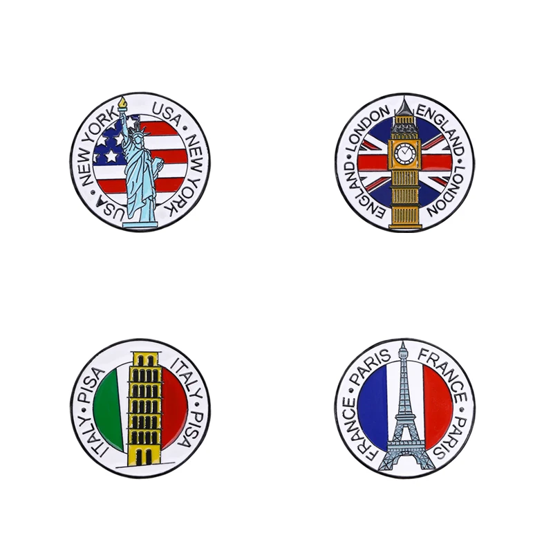 4 יח'\סט יפה ציון דרך אוסף סיכות פסל החירות מגדל של pisa גדול בן אליזבט boches עבור נוסע