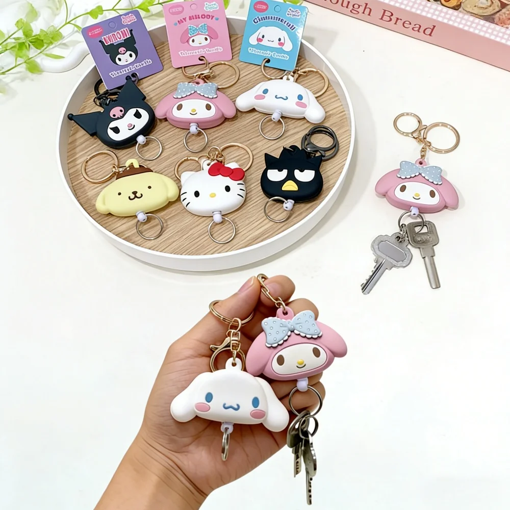 

1pc Sanrio Cartoon Keychain Silicone Three Dimensional Easy Pull Buckle Kulomi Scalable Keychain Pendant