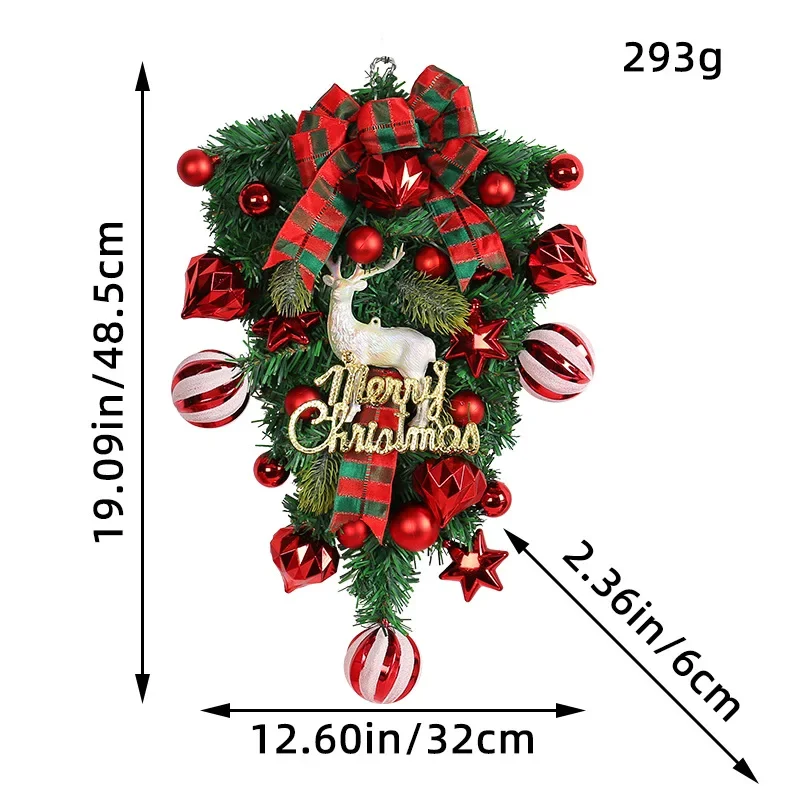 Christmas Wreath Seasonal Outdoor Wreath Door Hanging Ornament Wire Elk Tree Decoration For Patio Courtyard Christmas Party - Image 6